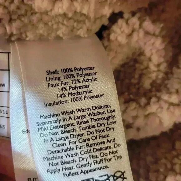 Eddie Bauer Men's Brown Poly Quilted Sherpa Fleece Lined Zip Front Jacket w Hood - Picture 10 of 10